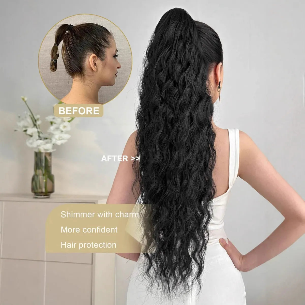 WezzaFamme Synthetic Hair Ponytail with Claw Clip