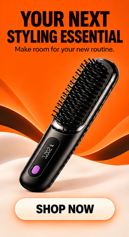 WezzaFamme Wireless Hair Straightening Comb with Negative Ion Technology - Mobile landing image 4
