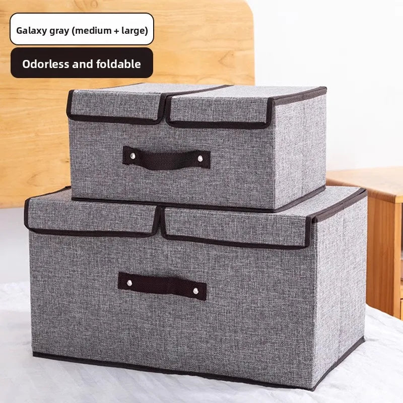 WezzaFamme Foldable Fabric Storage Box with Dividers