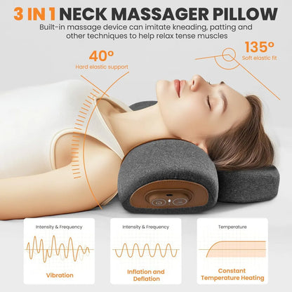 WezzaFamme Adjustable Heating Massage Neck Pillow with Memory Foam
