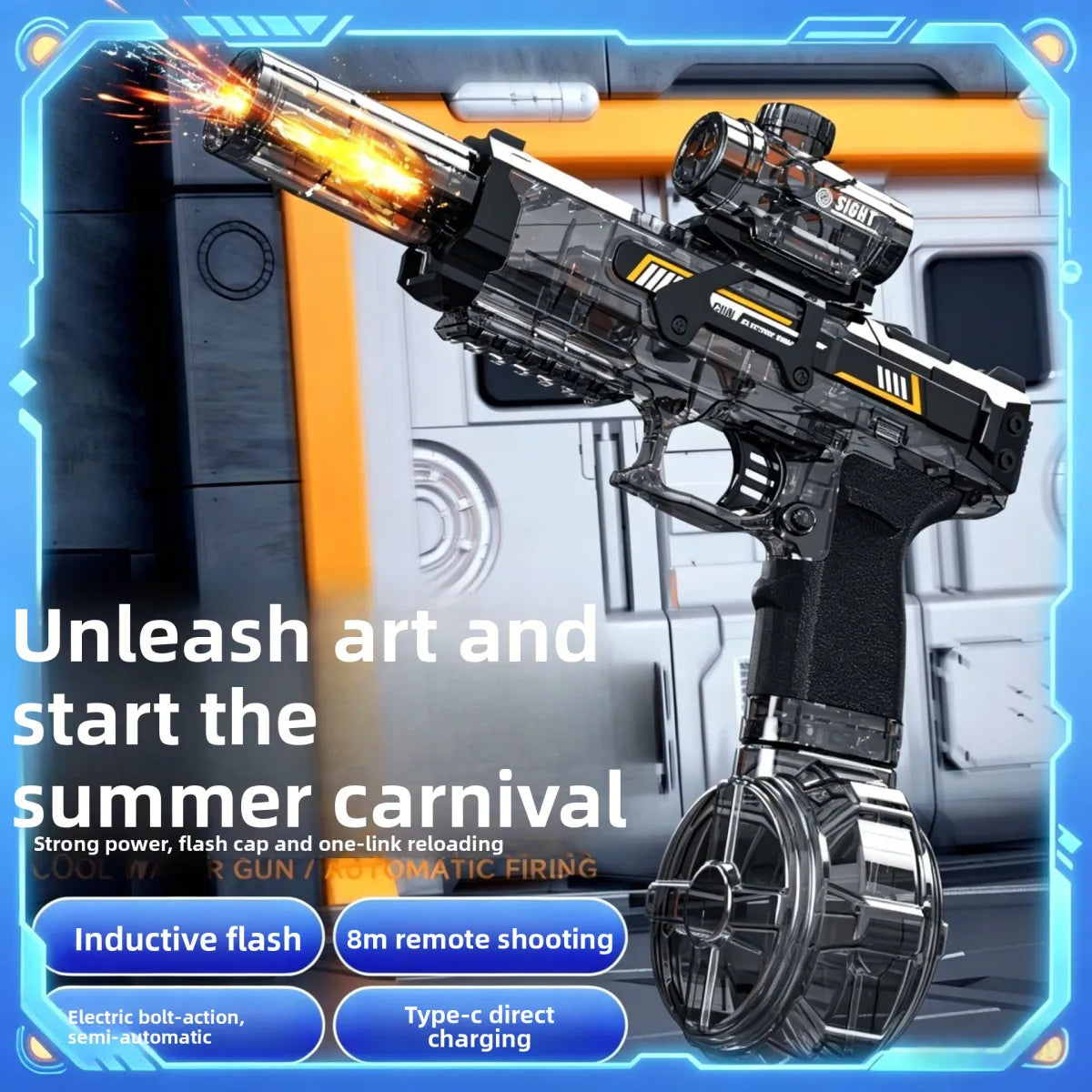WezzaFamme Electric Water Gun with Light Effect