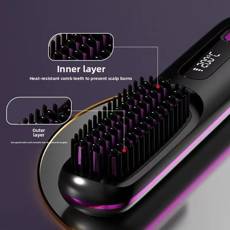 WezzaFamme Wireless Hair Straightening Comb with Negative Ion Technology