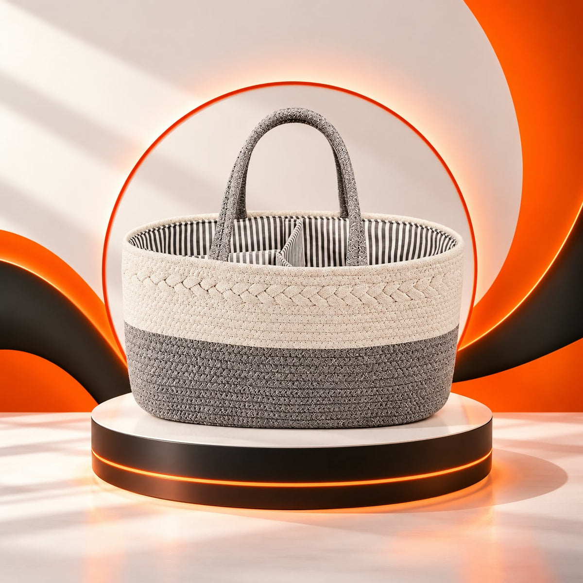WezzaFamme Handwoven Storage Basket with Removable Compartments