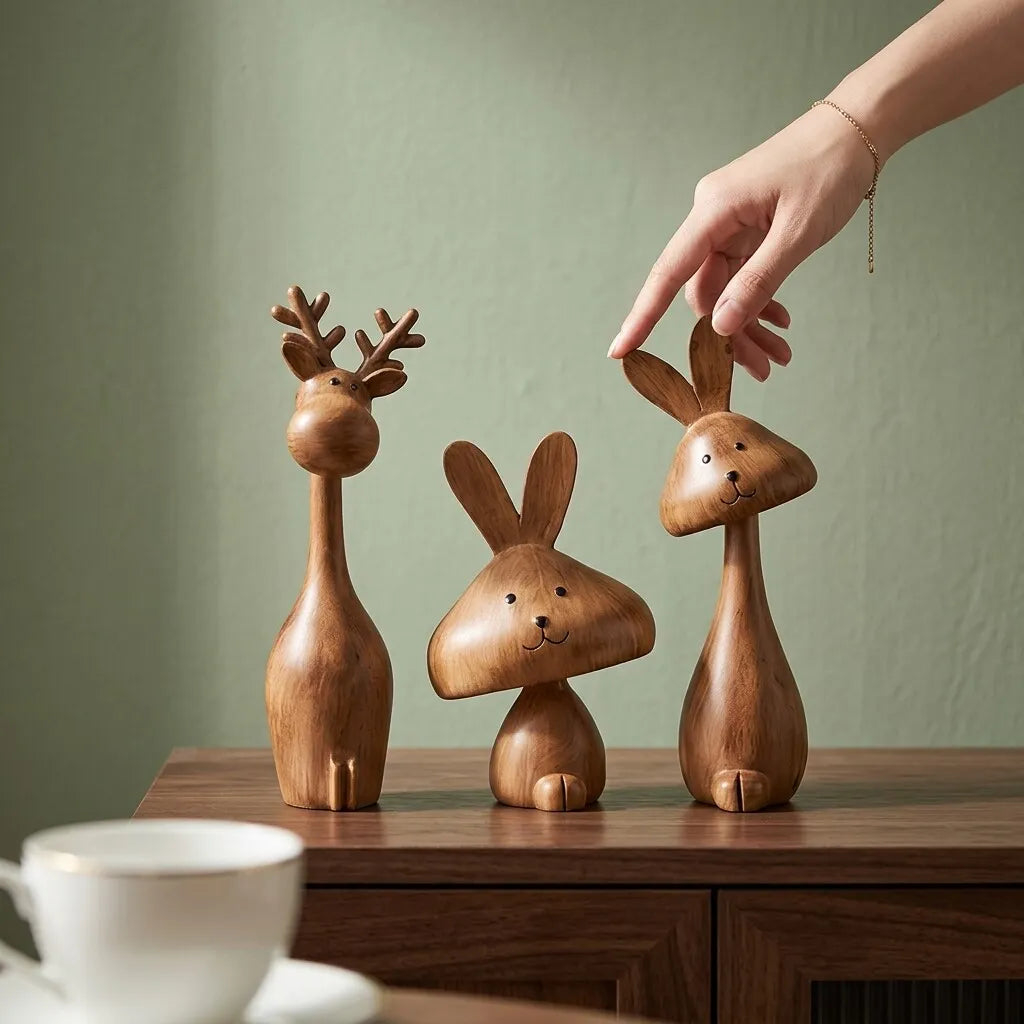 WezzaFamme Medieval Style Rabbit Family Figurine