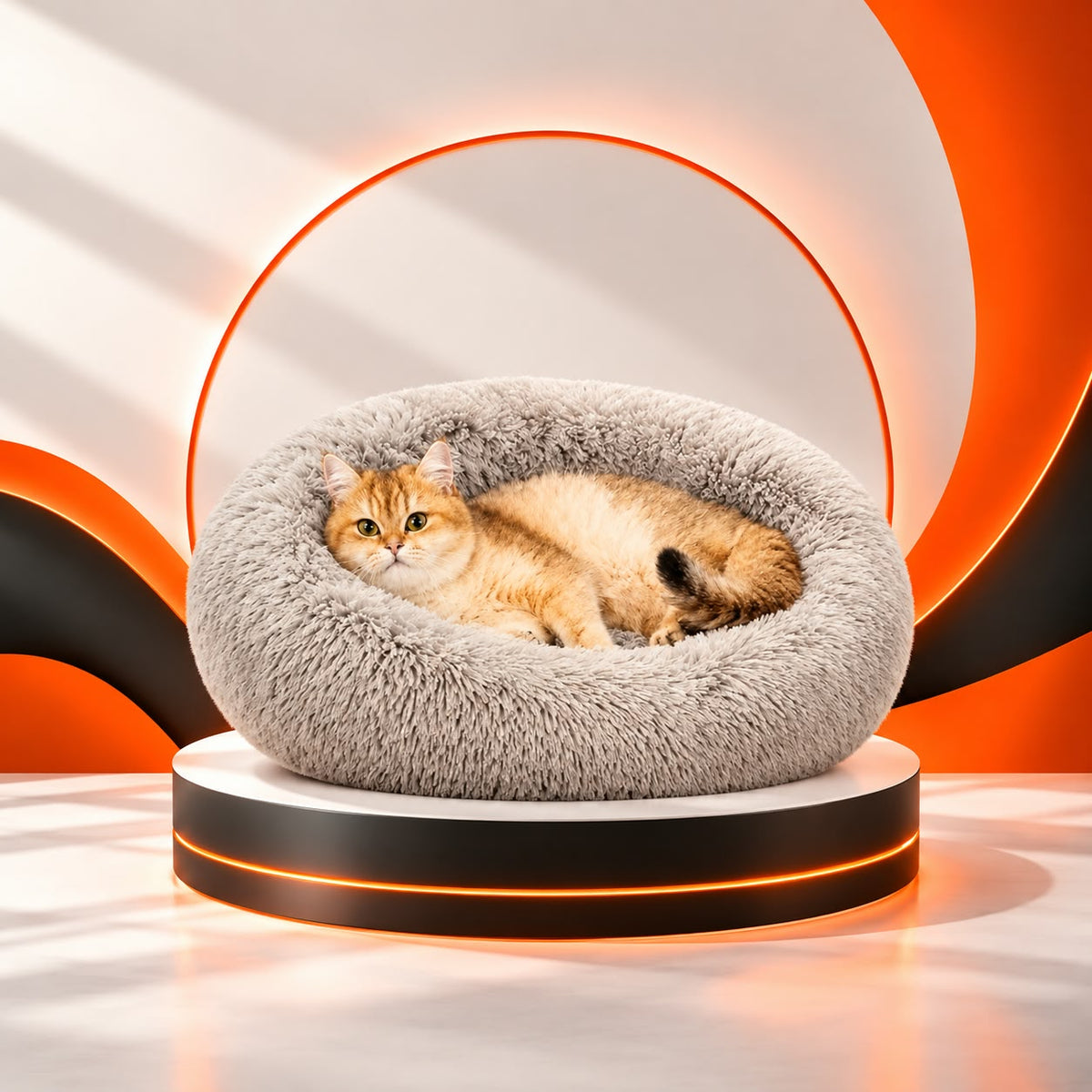 WezzaFamme Round Fluffy Plush Pet Bed
