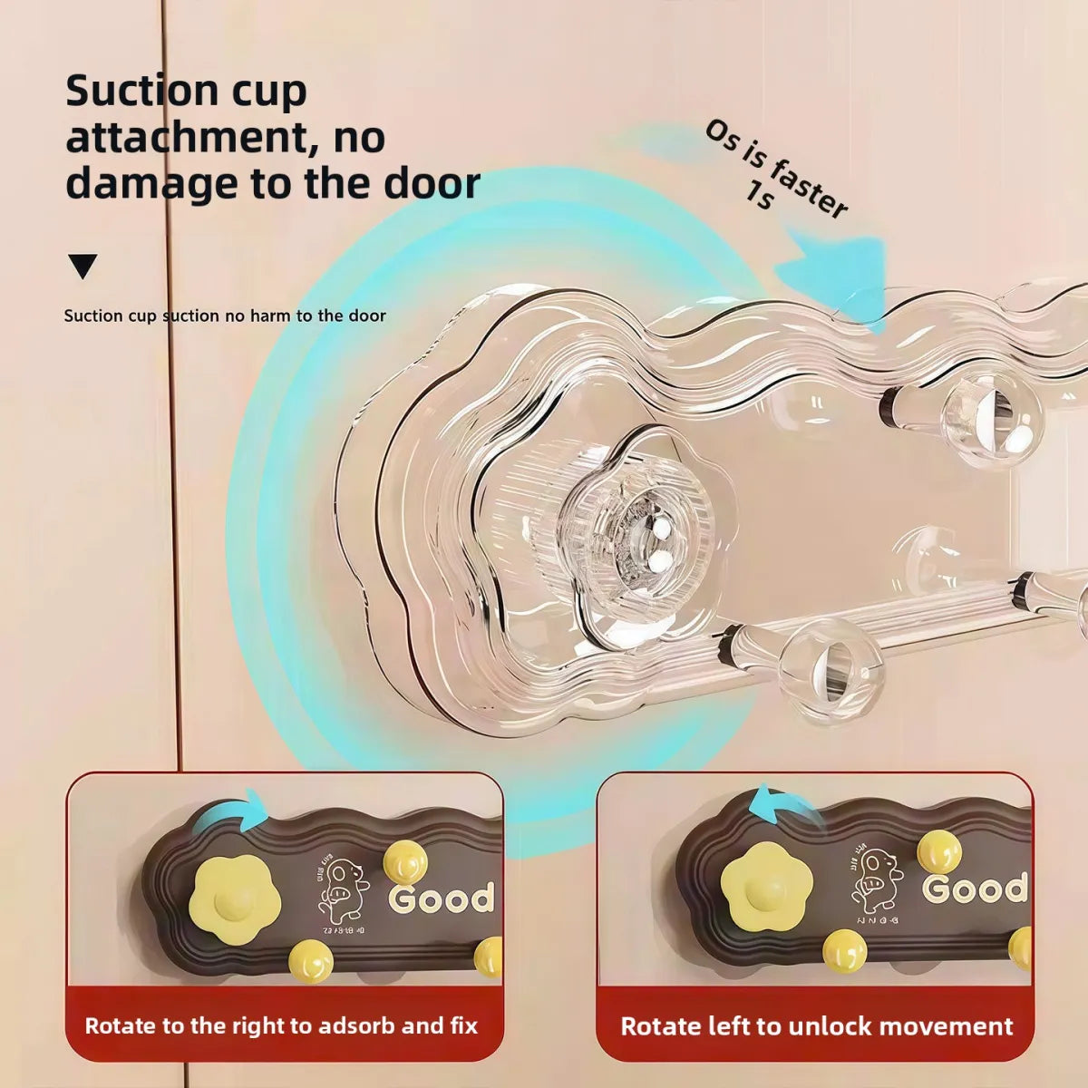 WezzaFamme Rotating Suction Cup Hooks with Adhesive Backing