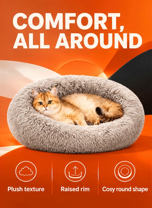 WezzaFamme Round Fluffy Plush Pet Bed - Mobile landing image 2