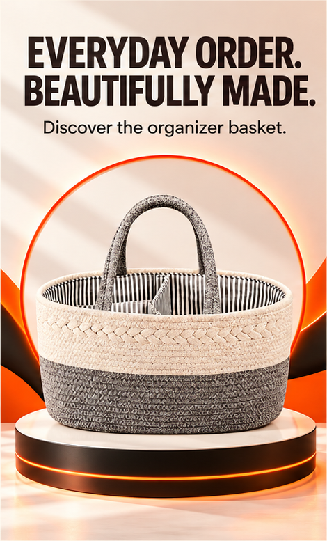 WezzaFamme Handwoven Storage Basket with Removable Compartments - Mobile landing image 1