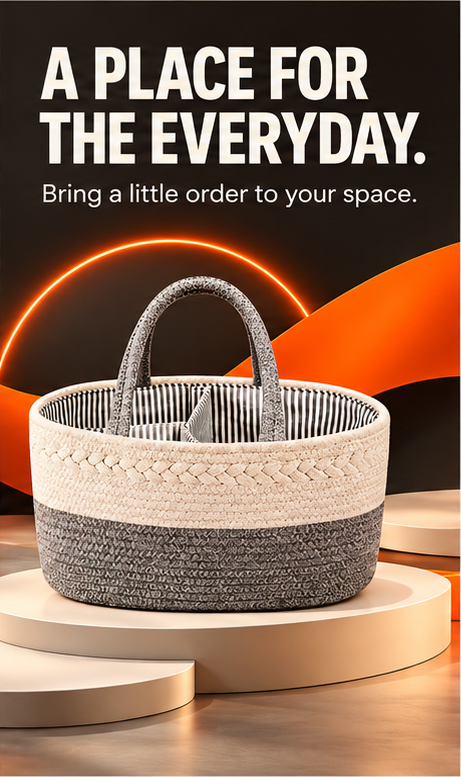 WezzaFamme Handwoven Storage Basket with Removable Compartments - Mobile landing image 3