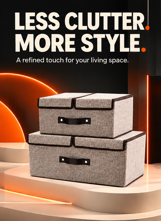 WezzaFamme Foldable Fabric Storage Box with Dividers - Mobile landing image 3