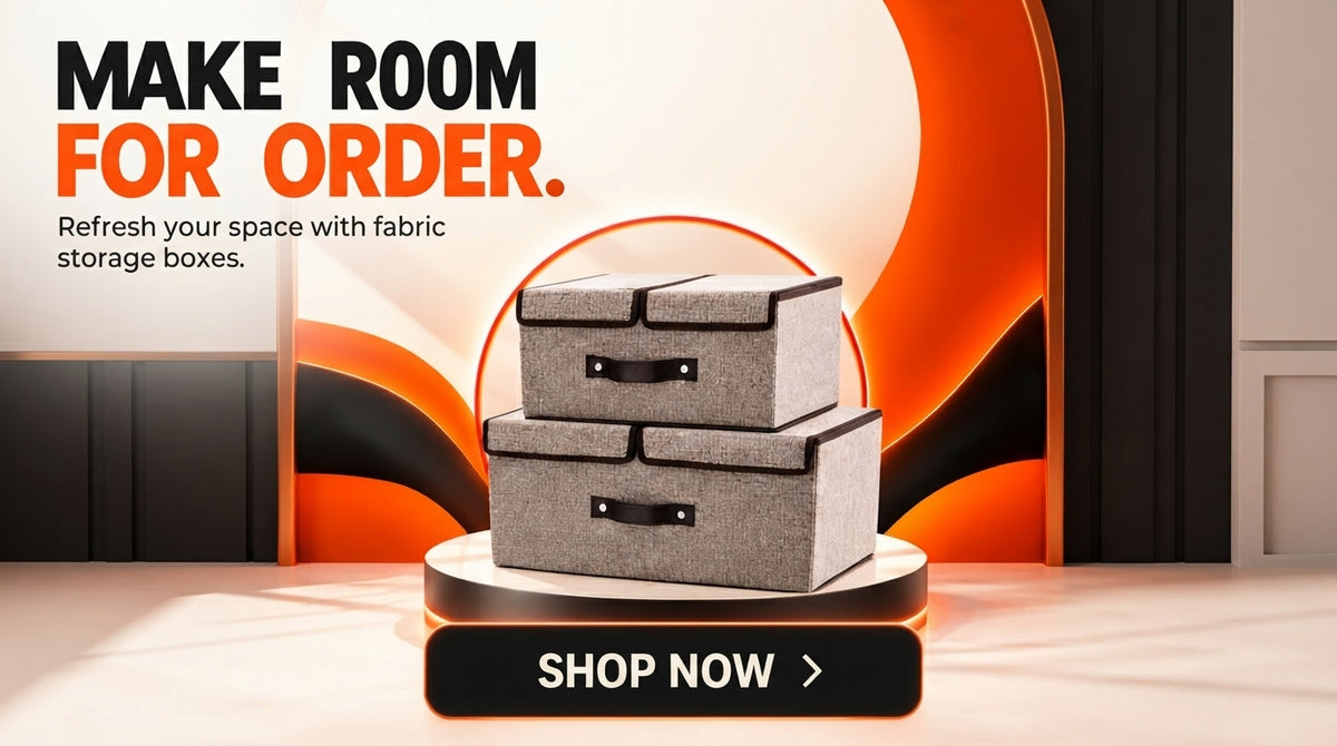 WezzaFamme Foldable Fabric Storage Box with Dividers - Desktop landing image 1