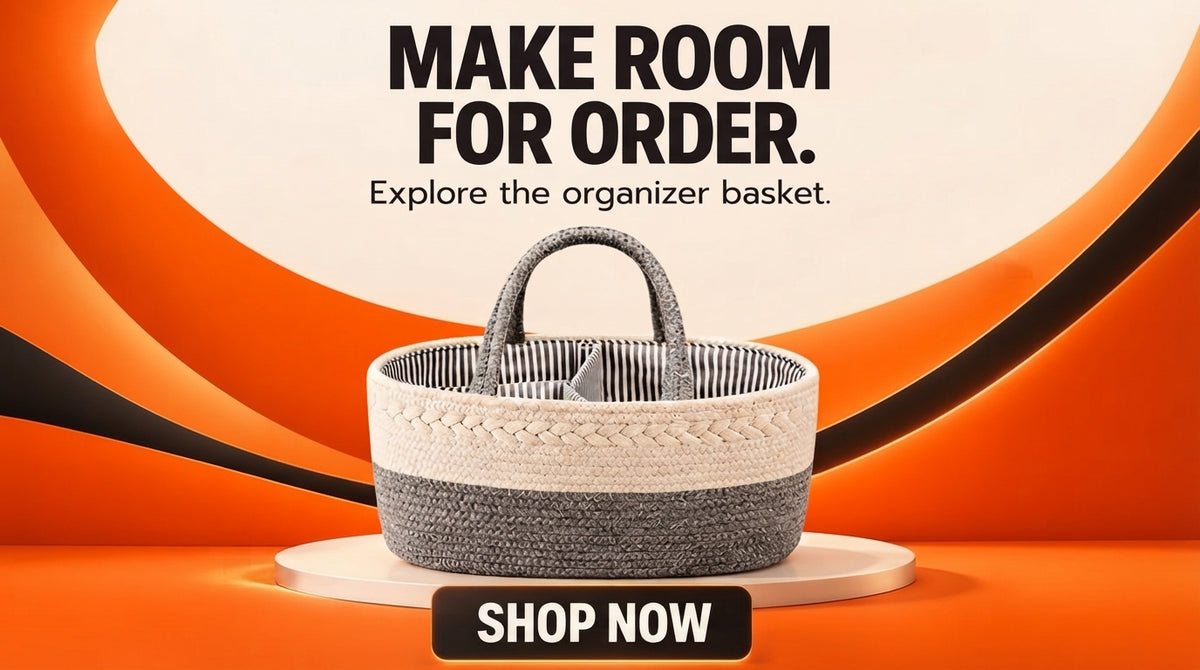 WezzaFamme Handwoven Storage Basket with Removable Compartments - Desktop landing image 1