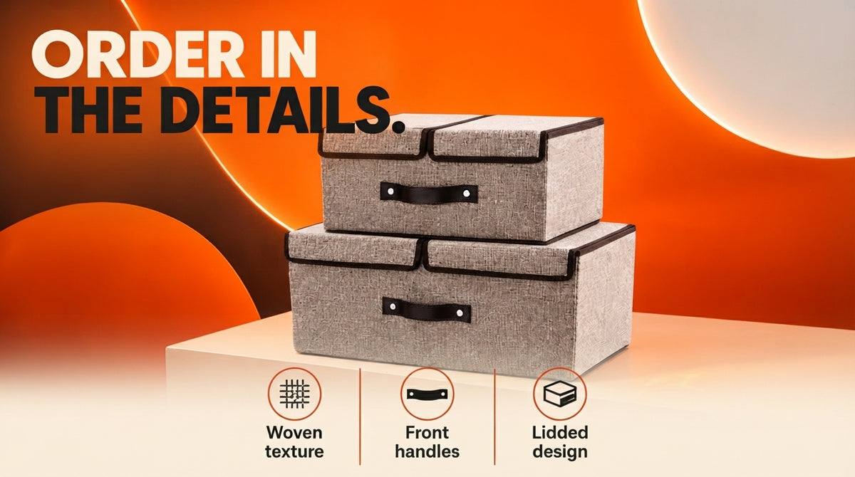 WezzaFamme Foldable Fabric Storage Box with Dividers - Desktop landing image 4