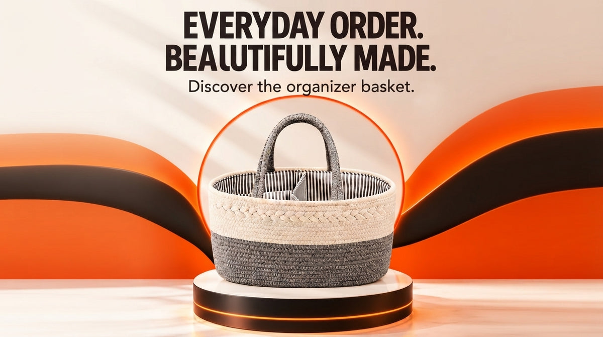 WezzaFamme Handwoven Storage Basket with Removable Compartments - Desktop landing image 4