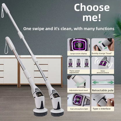 WezzaFamme Multifunctional Wireless Electric Cleaning Brush with Voice Prompt
