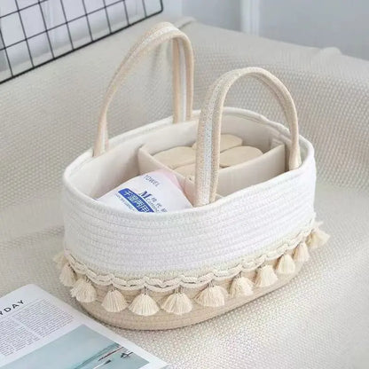 WezzaFamme Handwoven Storage Basket with Removable Compartments